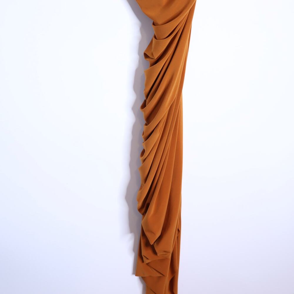 NORMA KAMALI Diana Ruched Gown Cinnamon Orange Midi Dress Women's L/40 - Picture 9 of 12